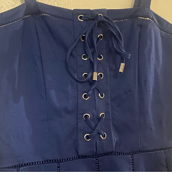 Parker Athena Lace-Up Blue Dress - Picture 4 of 9